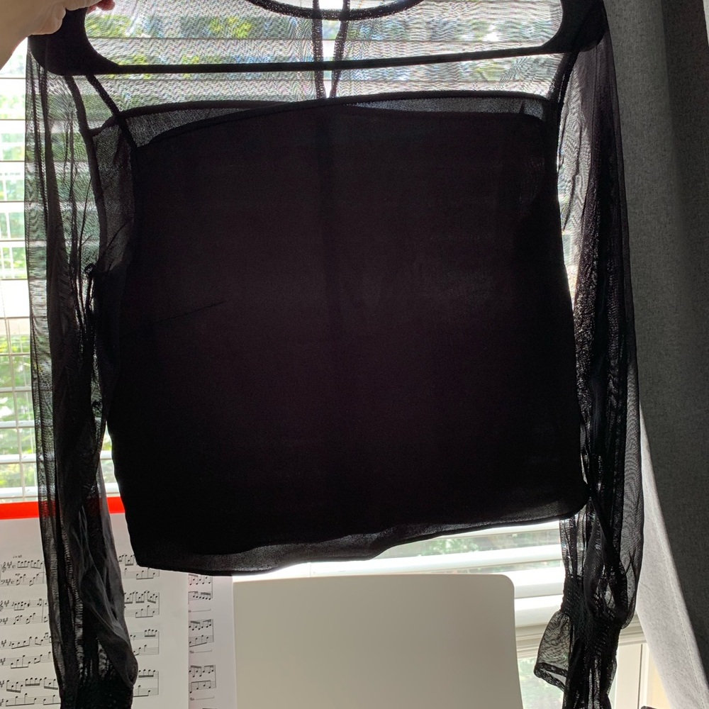 OAK + FORT Black Sheer Blouse